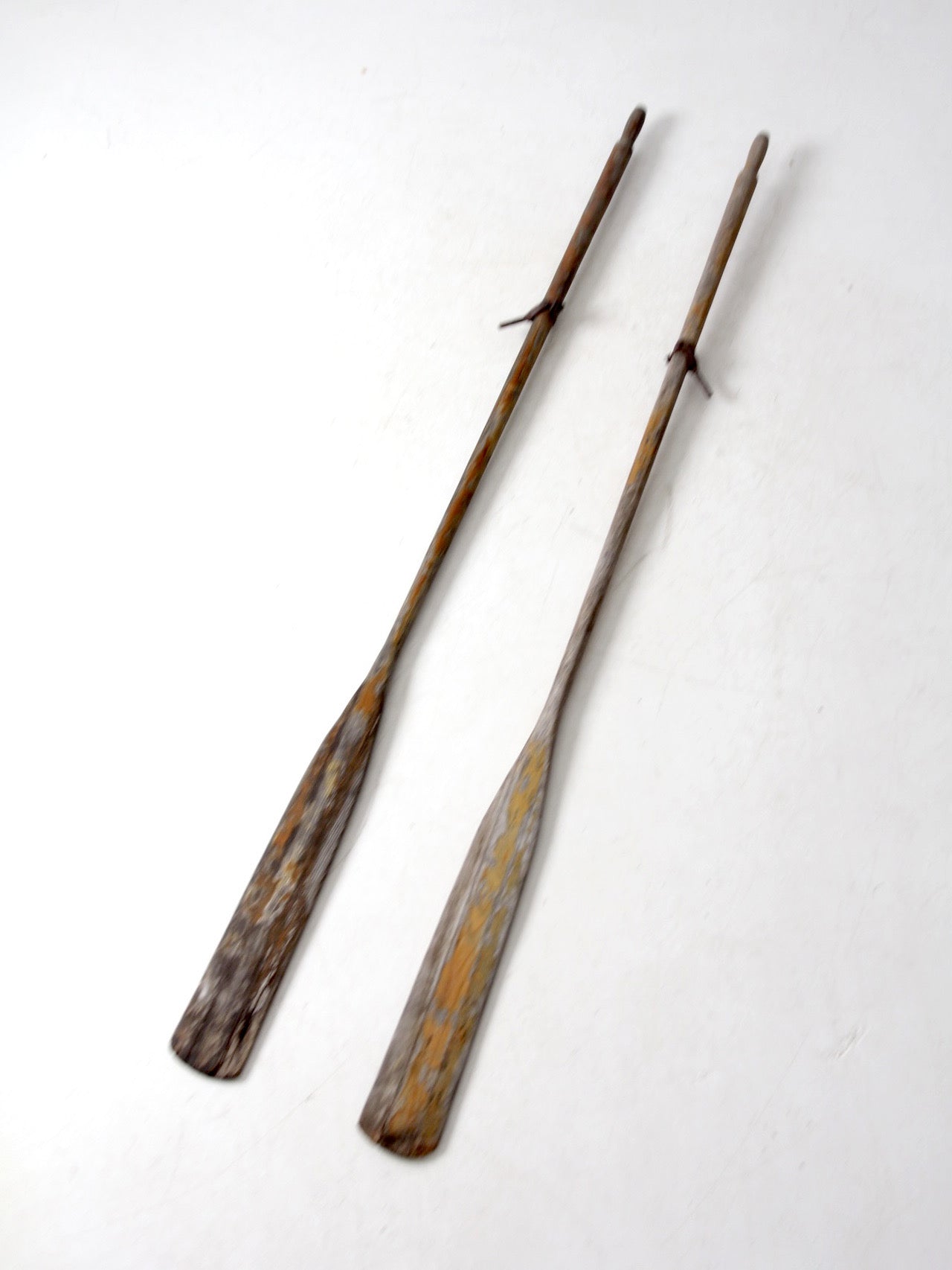 vintage wooden oars pair
