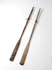 vintage wooden oars pair