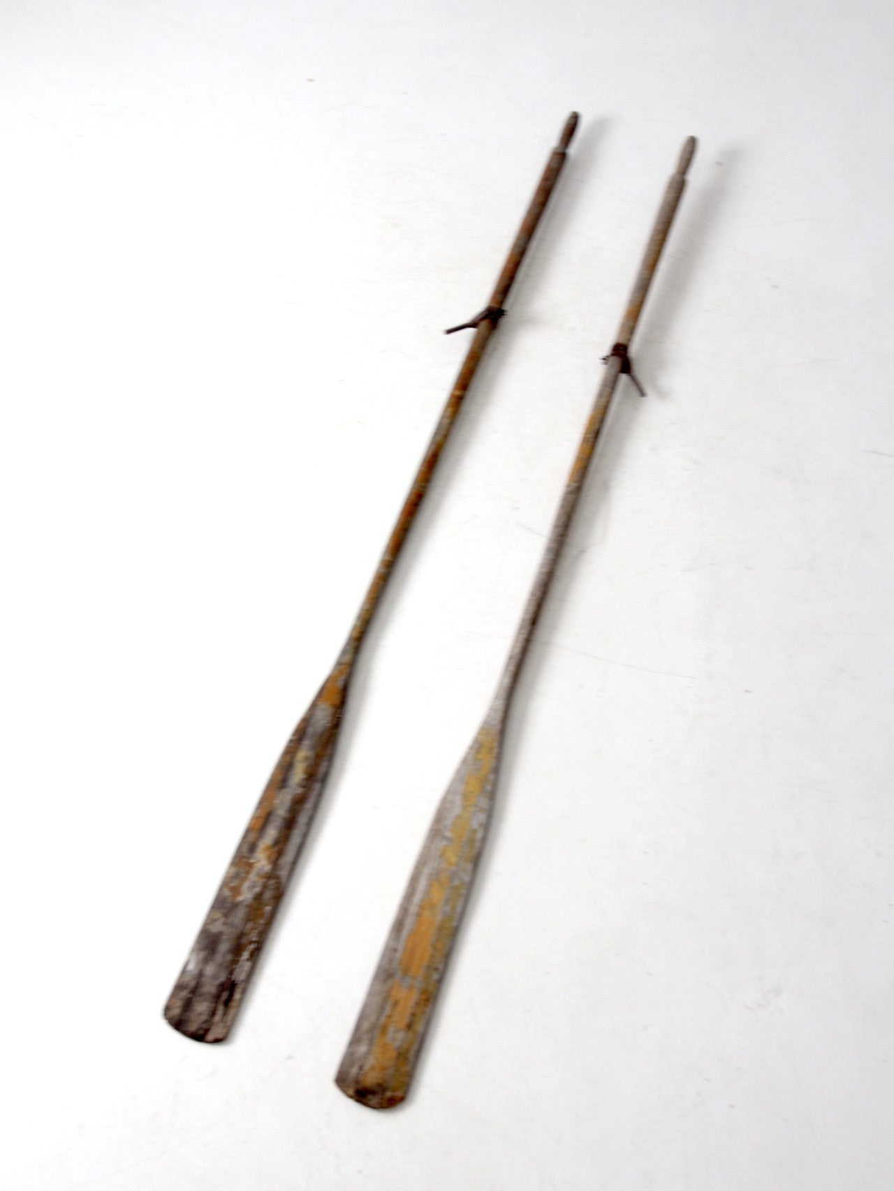 vintage wooden oars pair