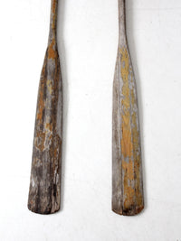 vintage wooden oars pair