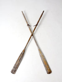 vintage wooden oars pair