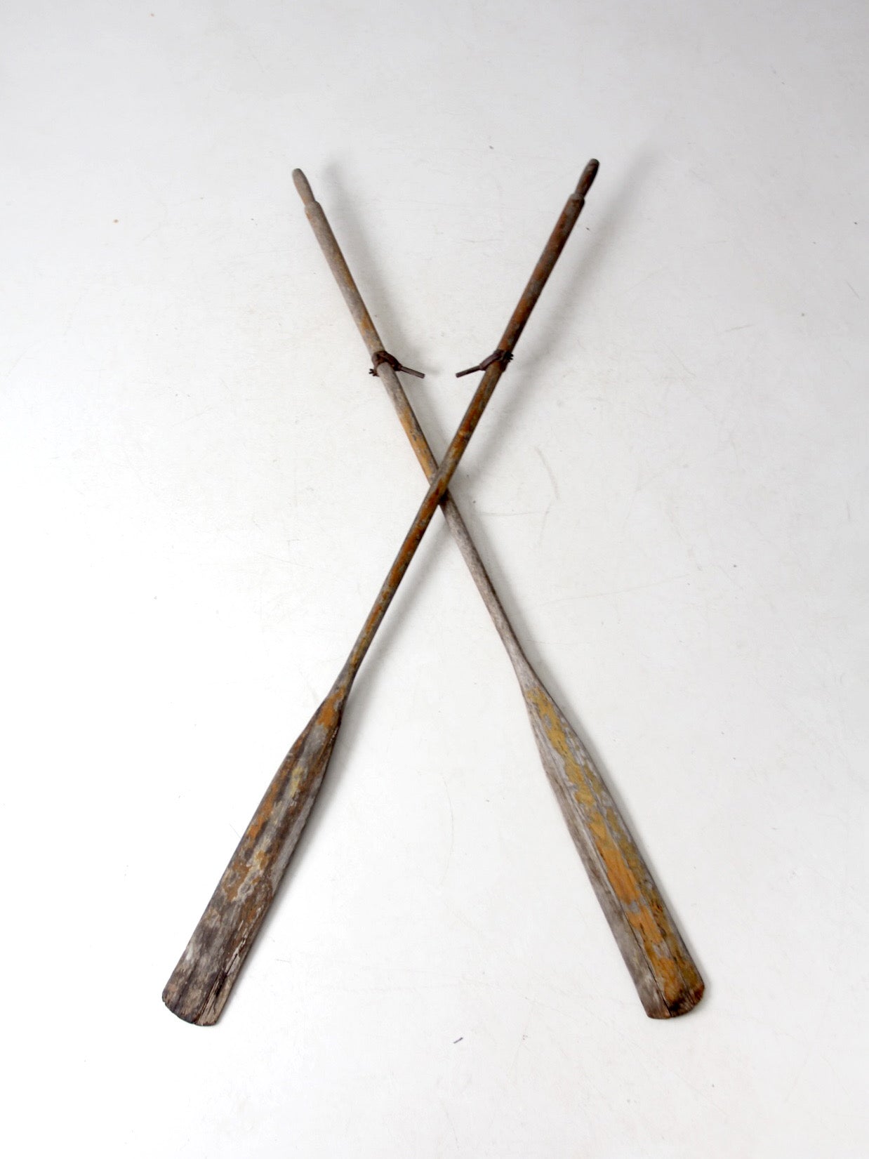 vintage wooden oars pair