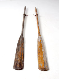 vintage wooden oars pair