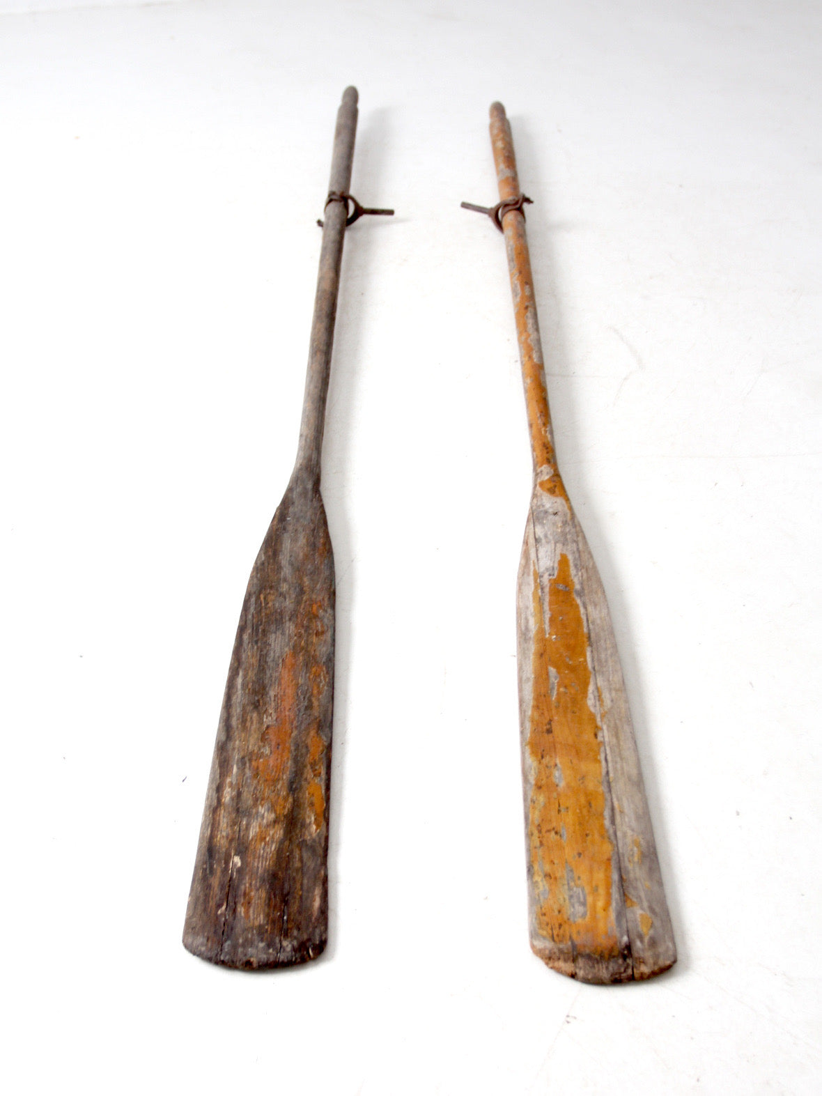 vintage wooden oars pair