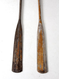 vintage wooden oars pair
