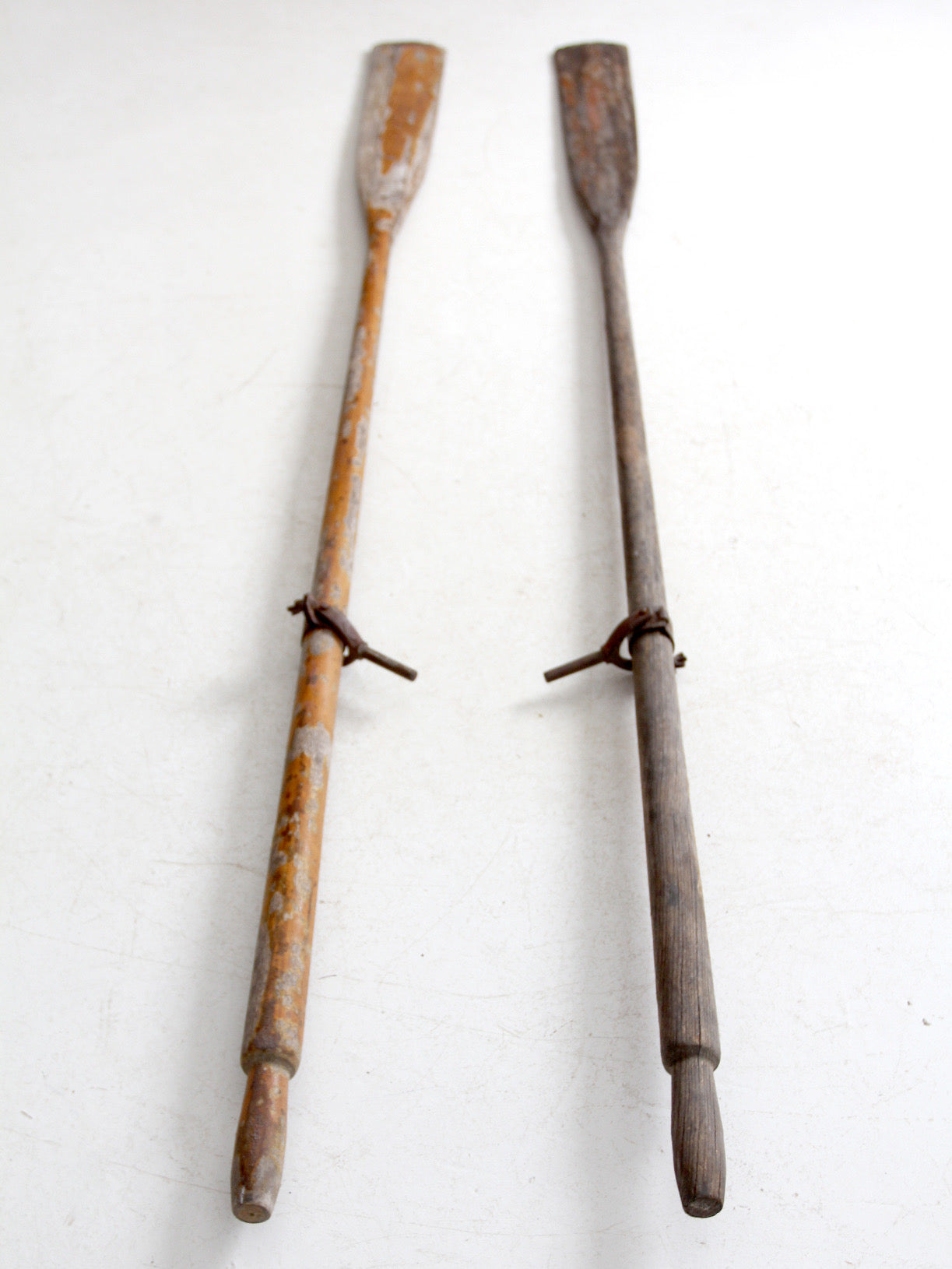 vintage wooden oars pair