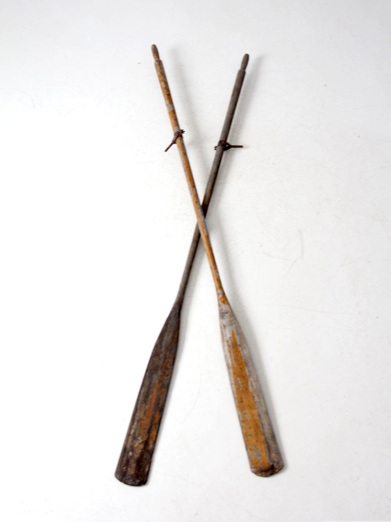 vintage wooden oars pair