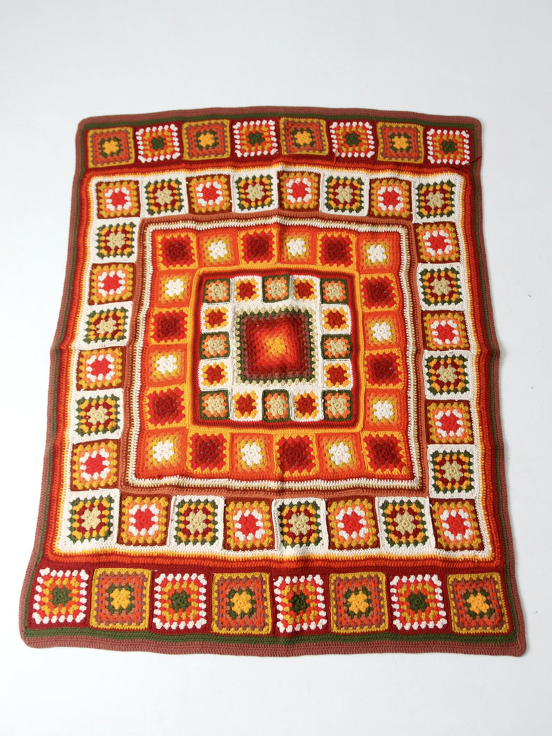 vintage crotchet granny square afghan quilt