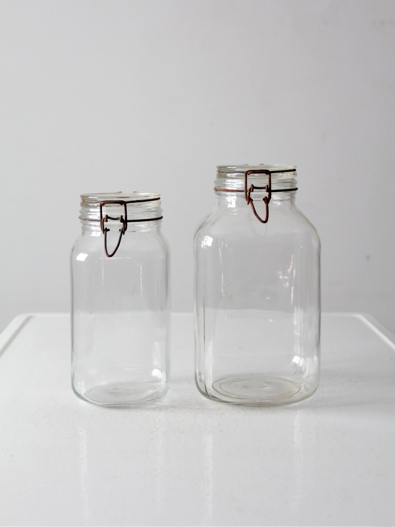 vintage Italian Ermetico glass jars pair
