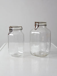 vintage Italian Ermetico glass jars pair