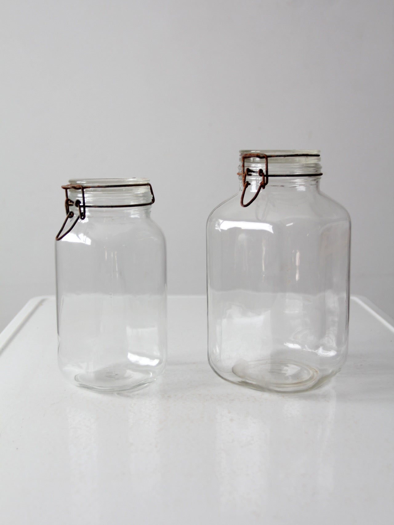vintage Italian Ermetico glass jars pair