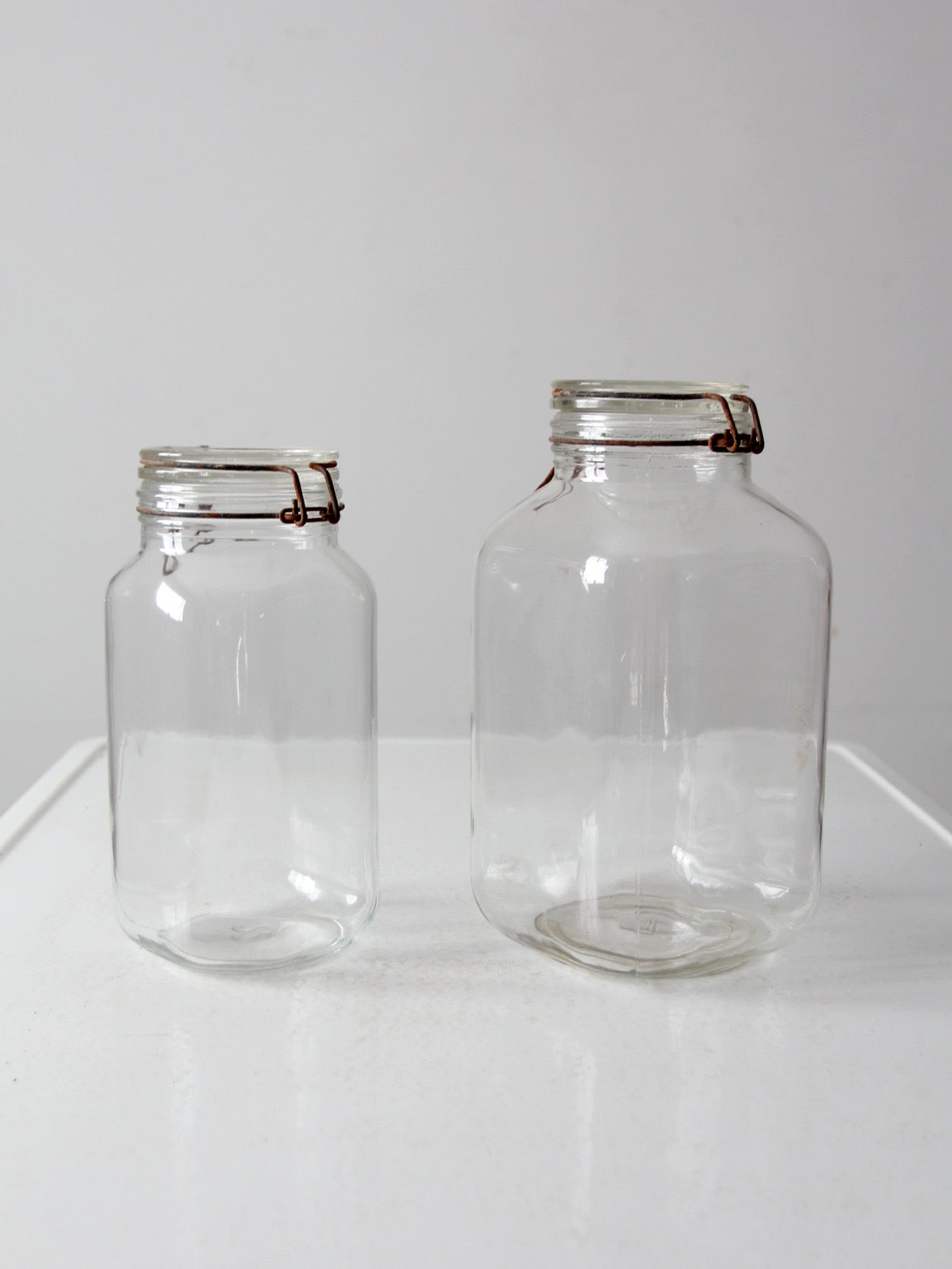 vintage Italian Ermetico glass jars pair