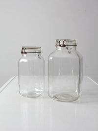 vintage Italian Ermetico glass jars pair