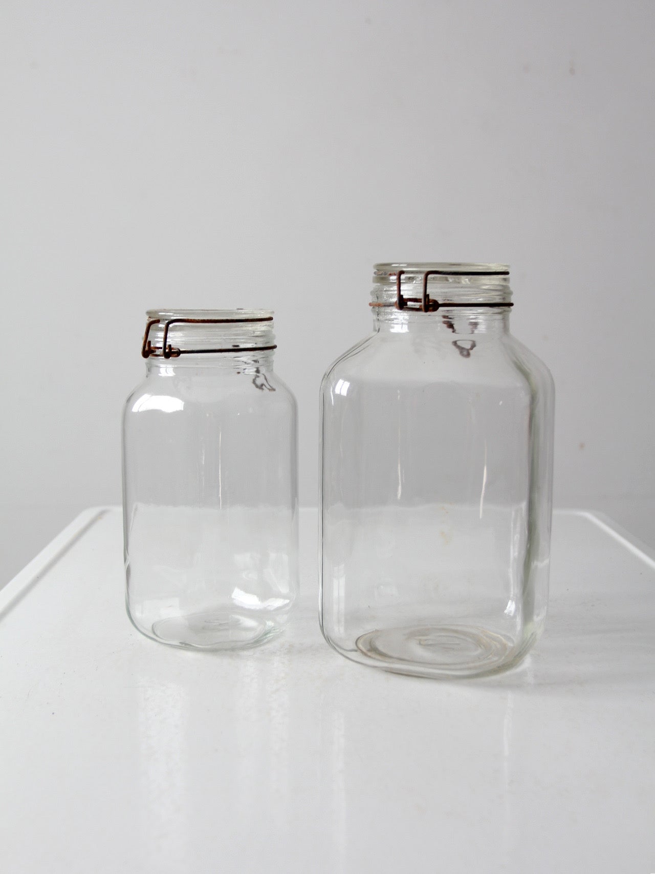 vintage Italian Ermetico glass jars pair