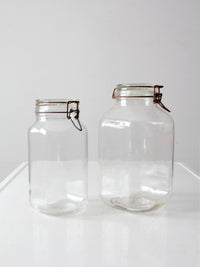 vintage Italian Ermetico glass jars pair