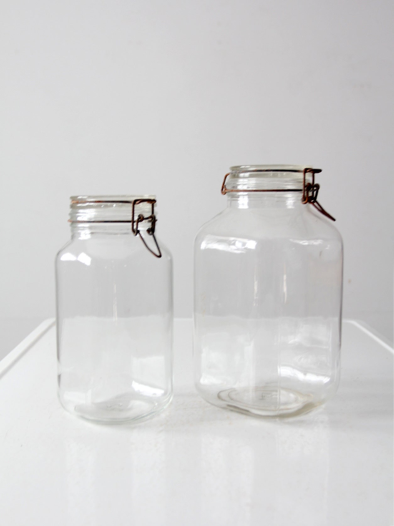 vintage Italian Ermetico glass jars pair