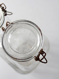 vintage Italian Ermetico glass jars pair
