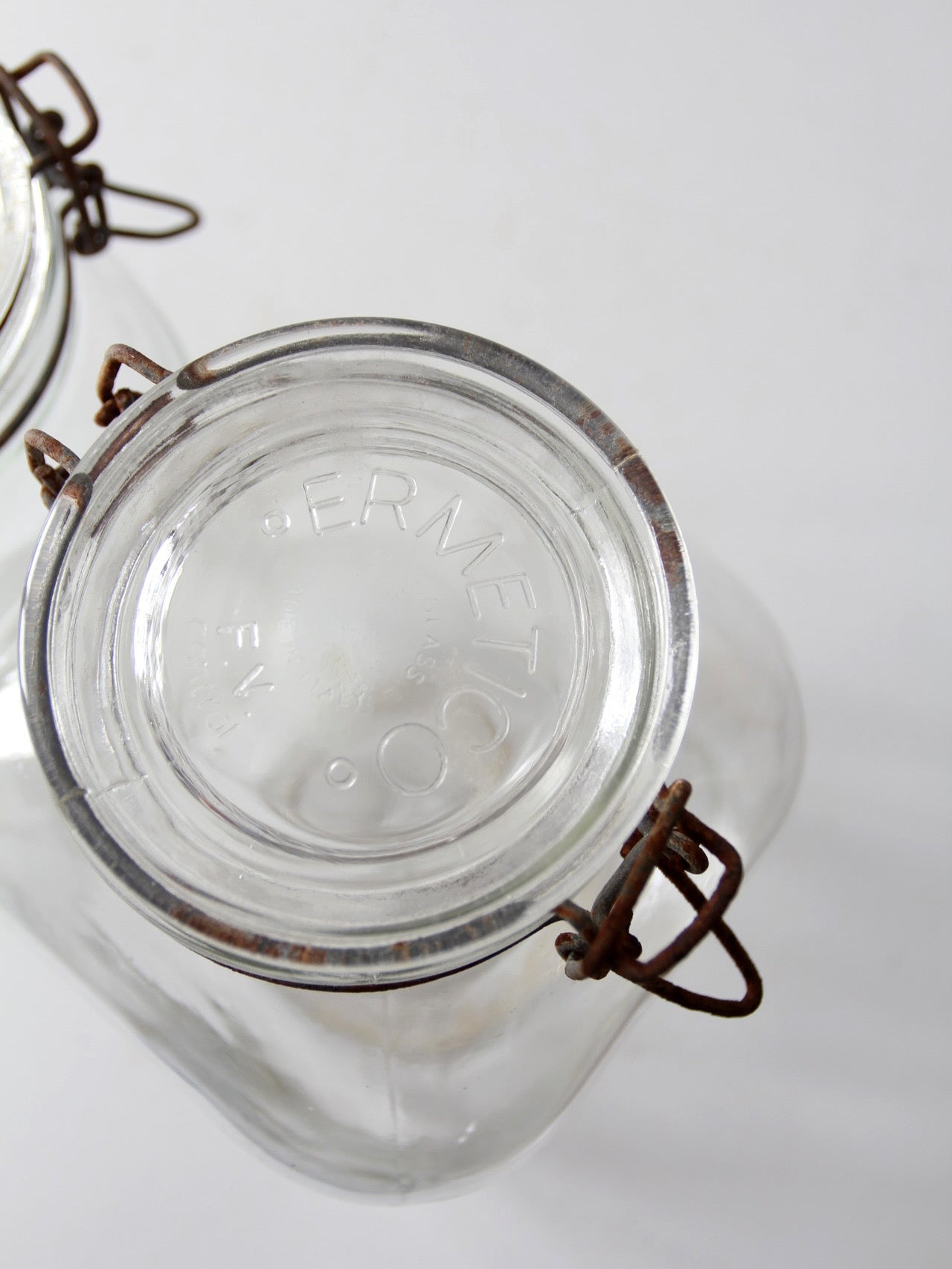 vintage Italian Ermetico glass jars pair