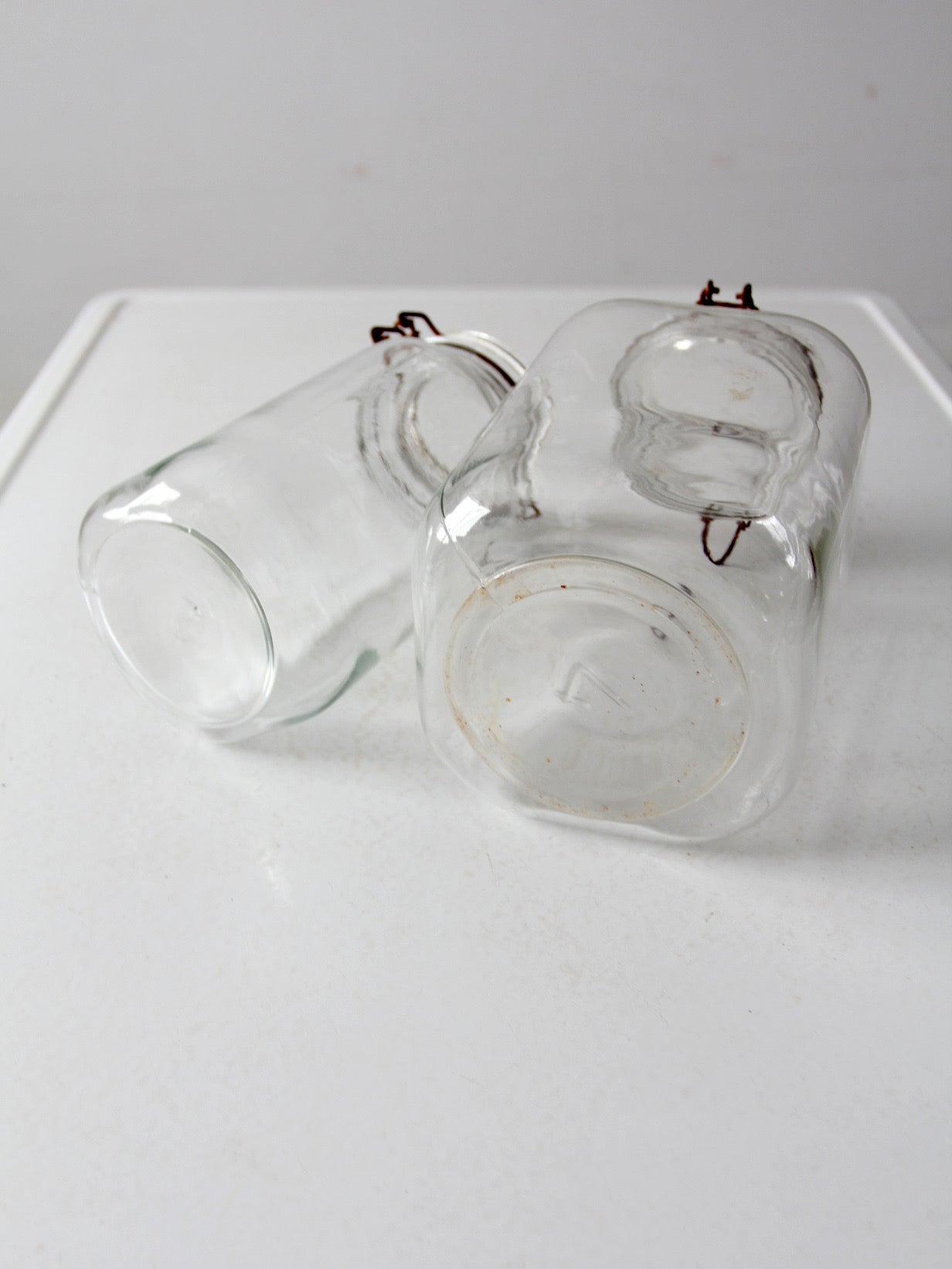 vintage Italian Ermetico glass jars pair