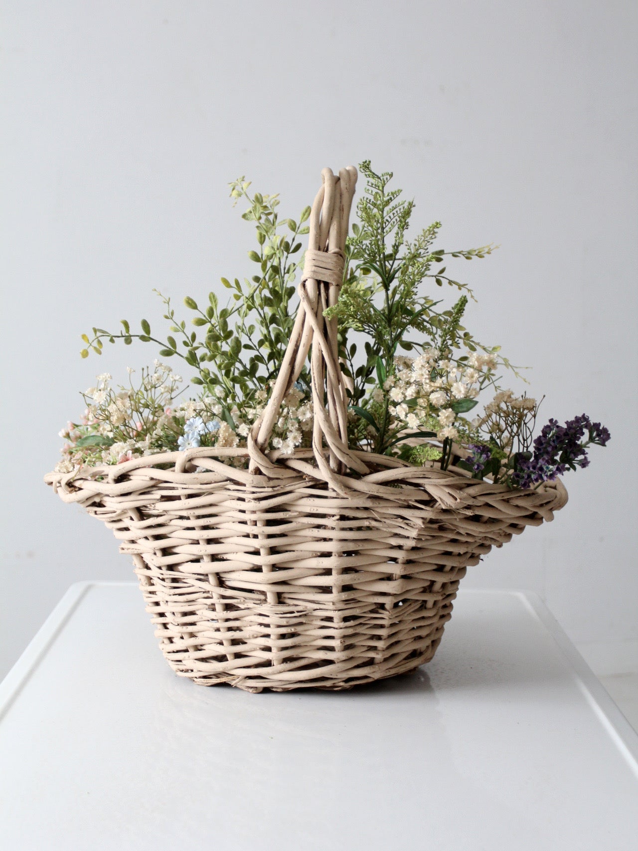 vintage large painted wicker basket