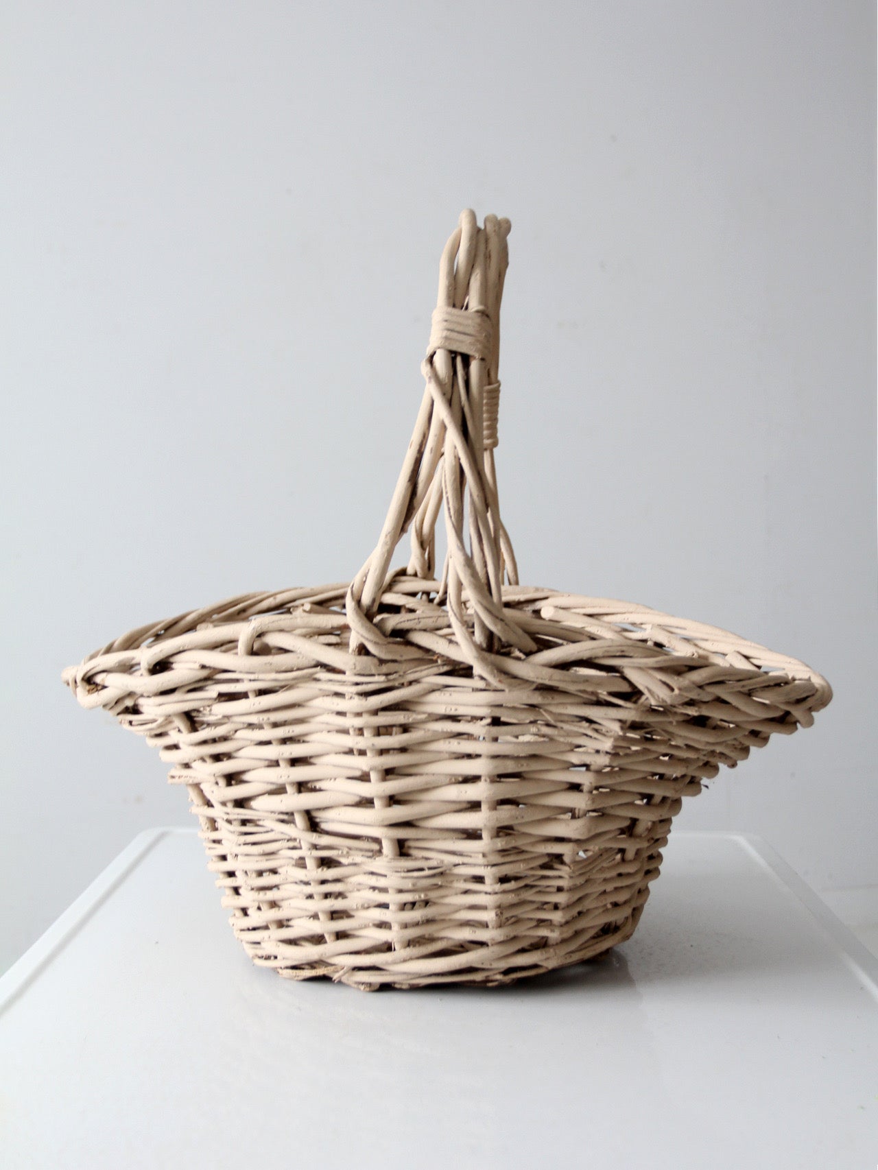 vintage large painted wicker basket