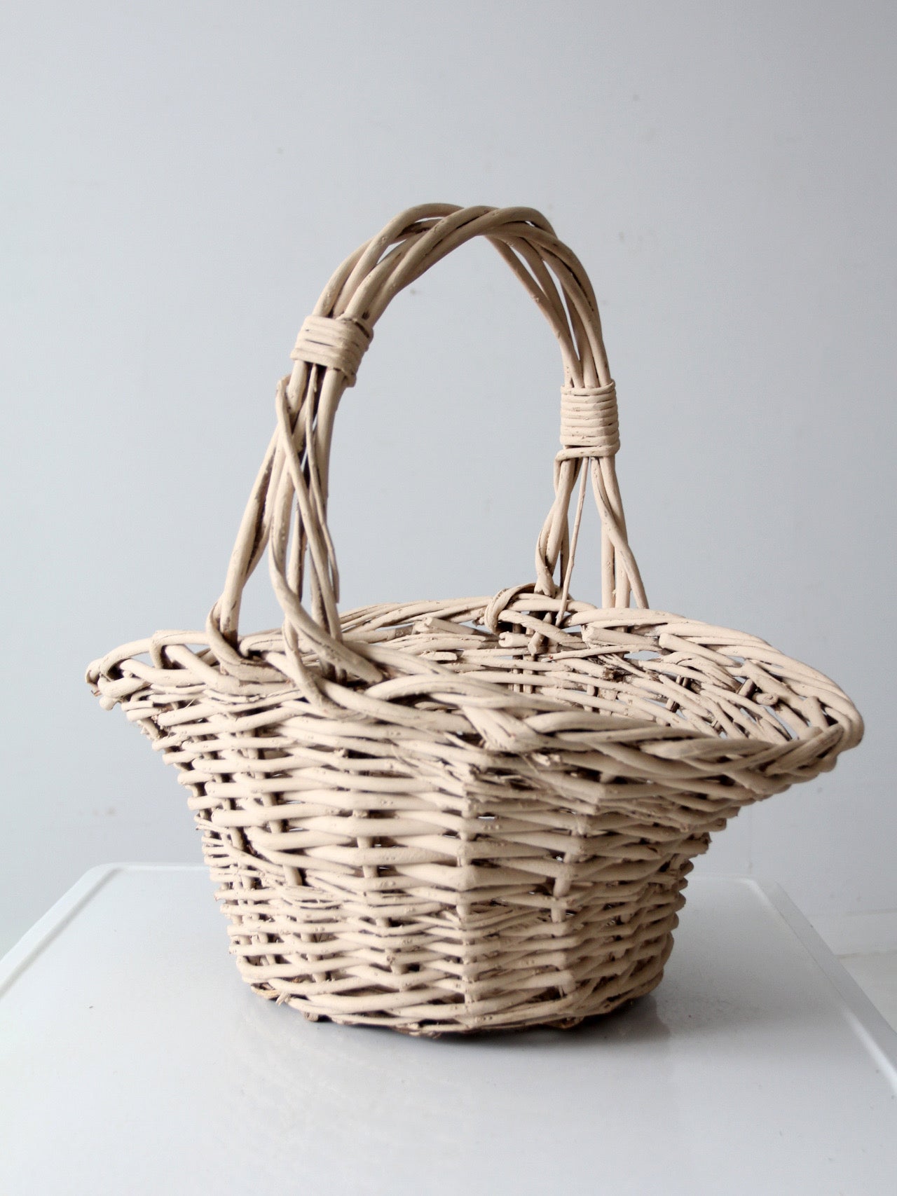 vintage large painted wicker basket