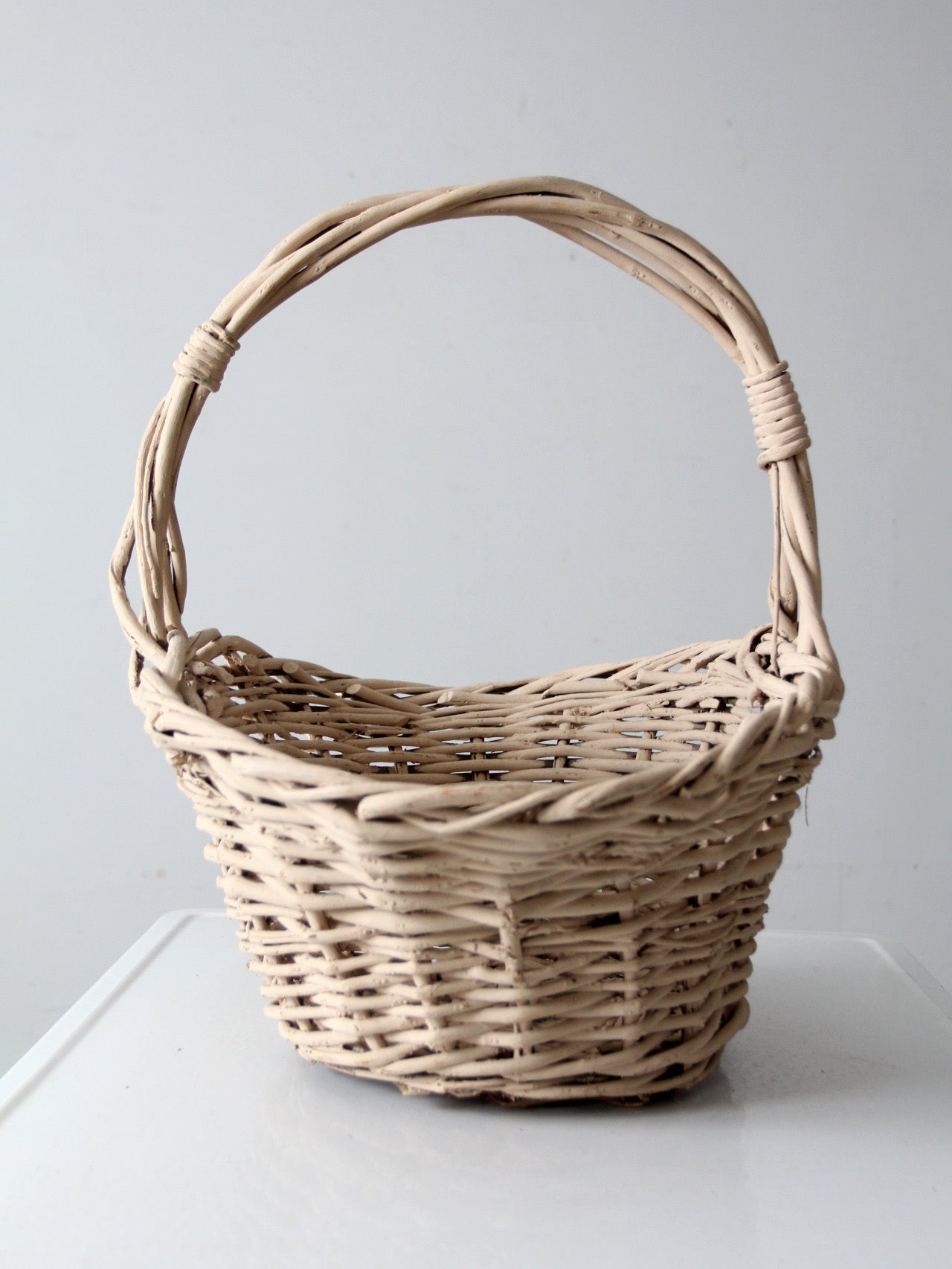 vintage large painted wicker basket