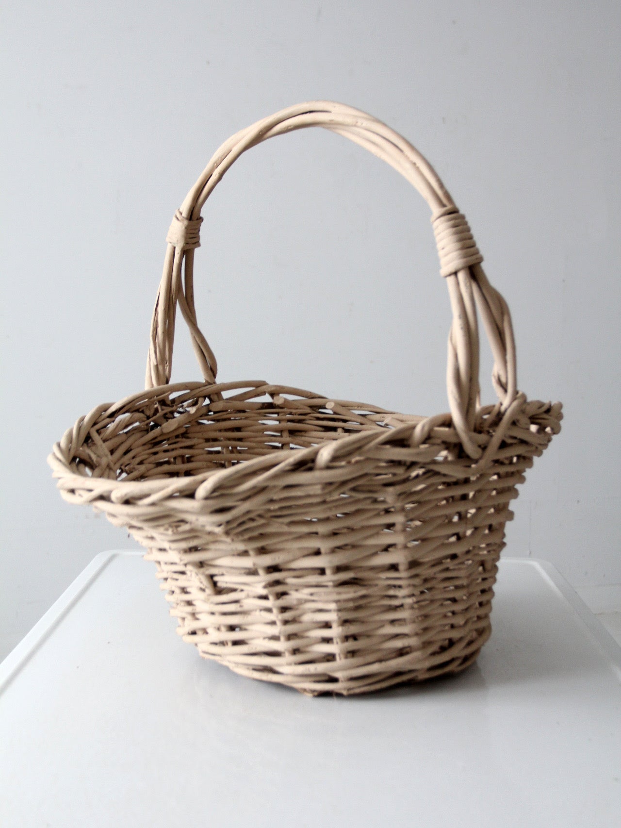 vintage large painted wicker basket