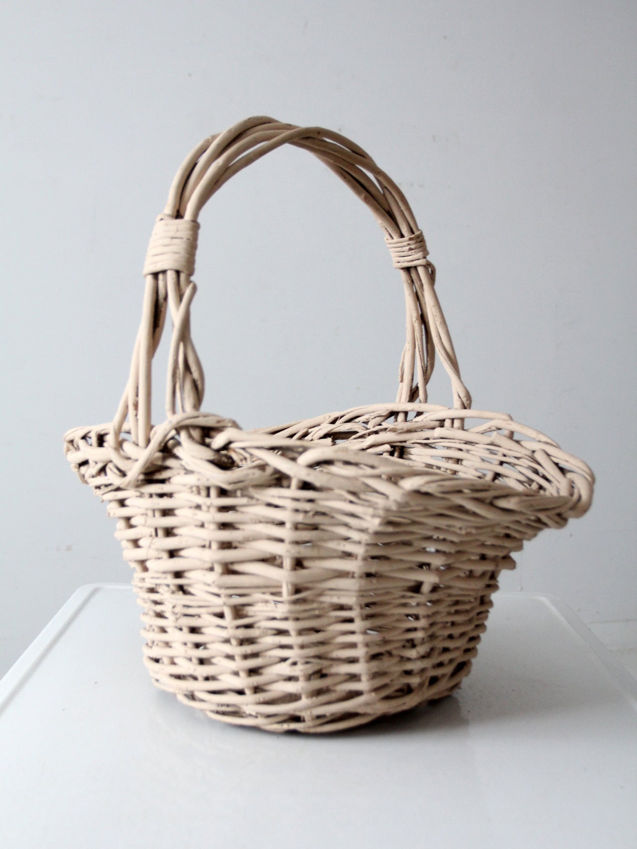 vintage large painted wicker basket