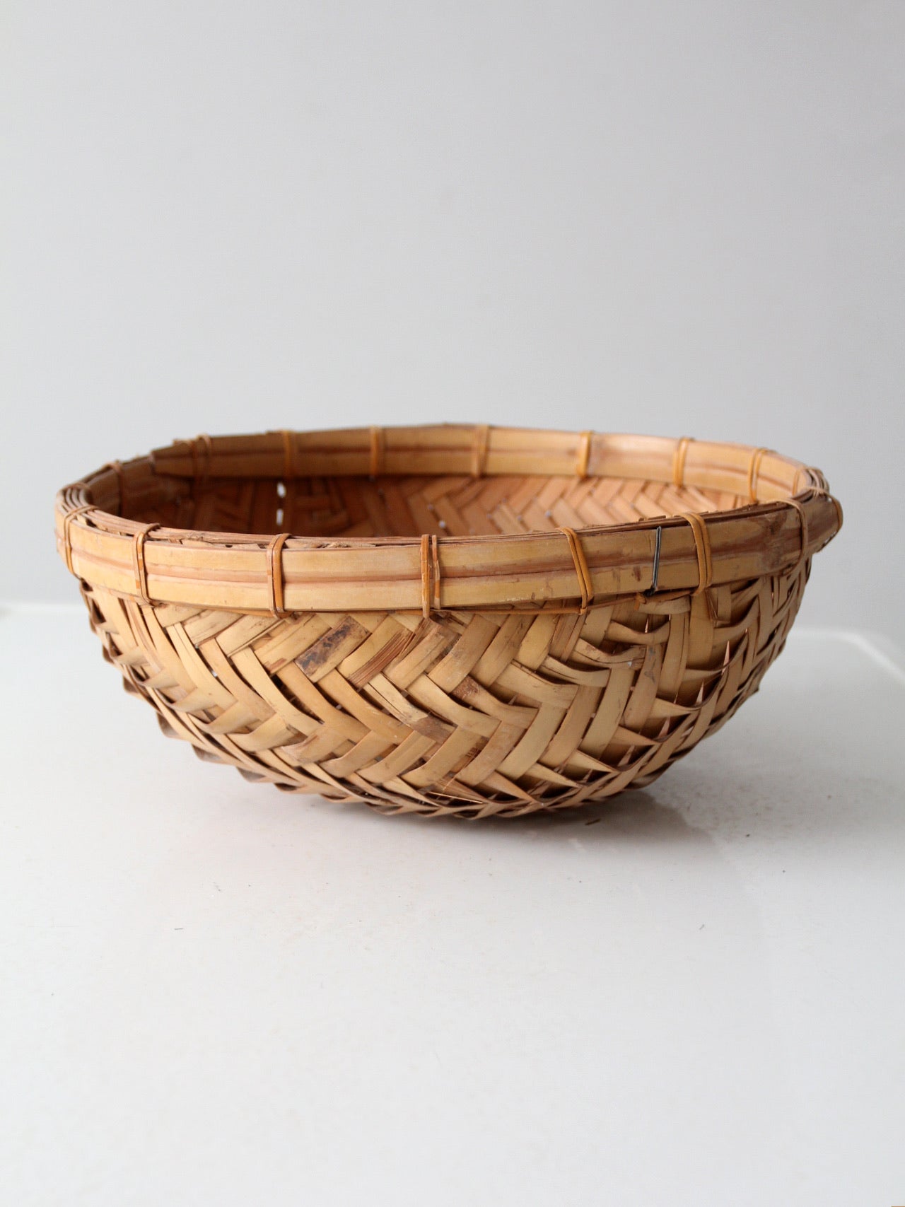 vintage rattan basket bowl