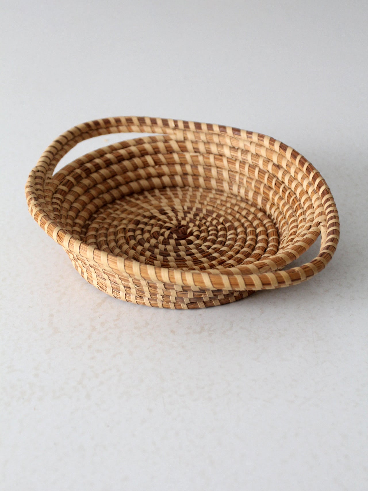 vintage woven coil basket bowl