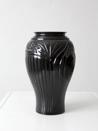 vintage Anchor Hocking black glass vase