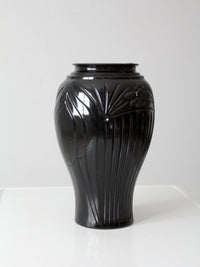 vintage Anchor Hocking black glass vase