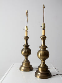 mid-century brass table lamps pair