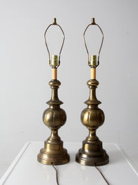 mid-century brass table lamps pair