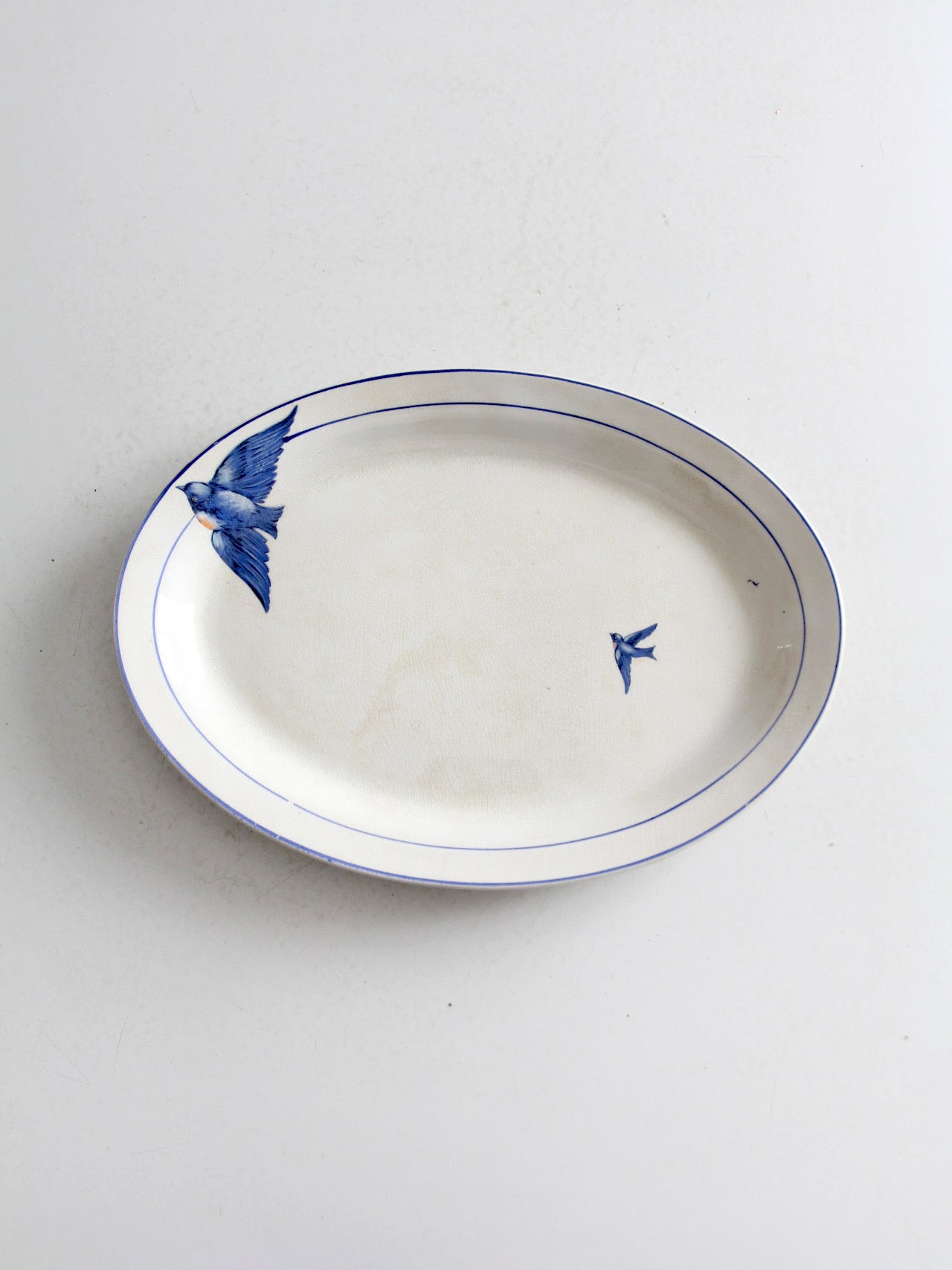 antique La Française bluebird platter
