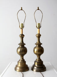 mid-century brass table lamps pair