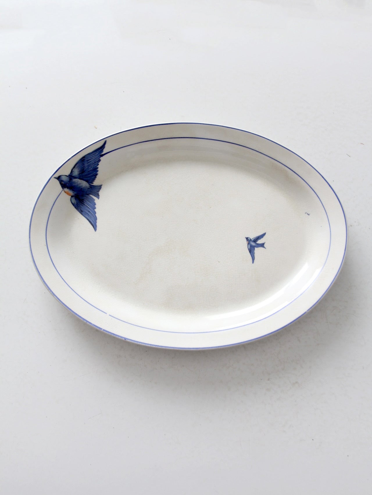 antique La Française bluebird platter