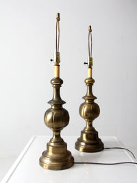 mid-century brass table lamps pair