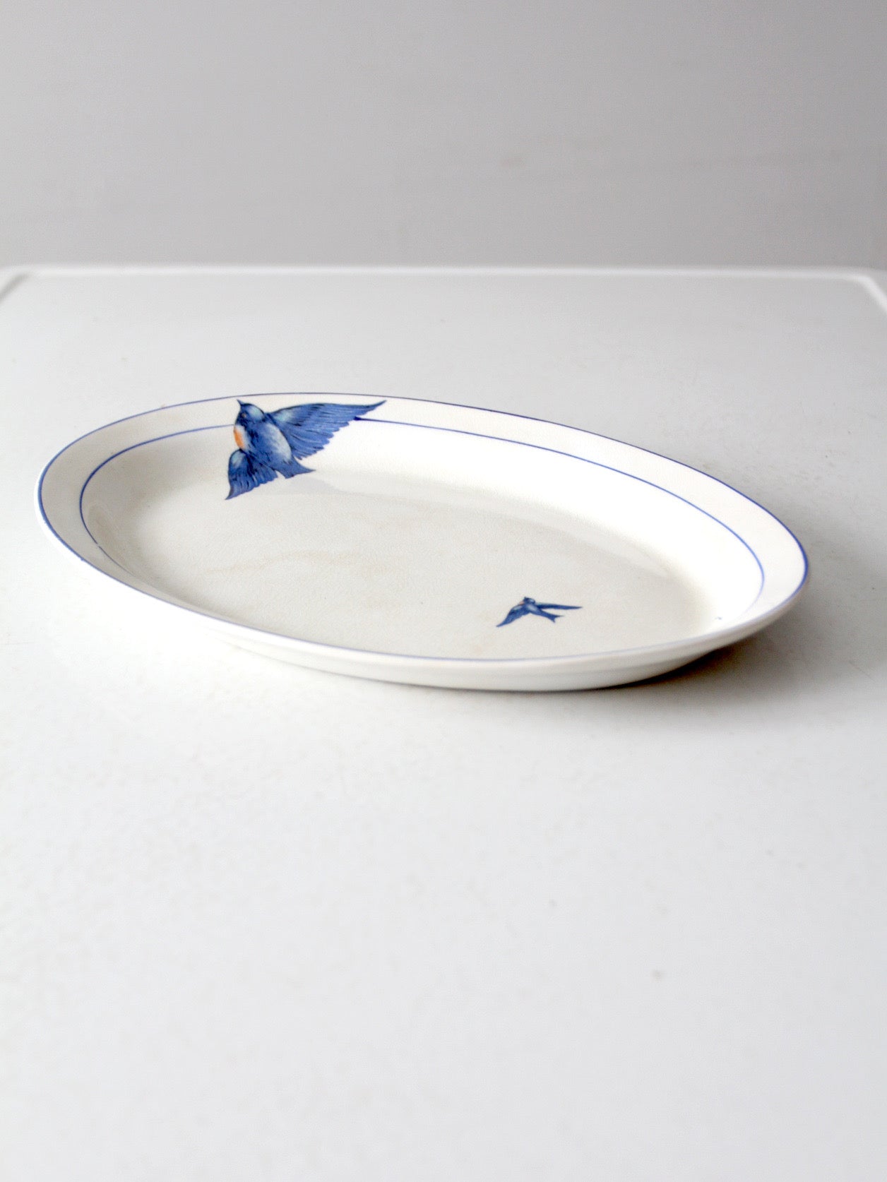 antique La Française bluebird platter
