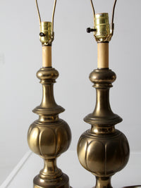 mid-century brass table lamps pair