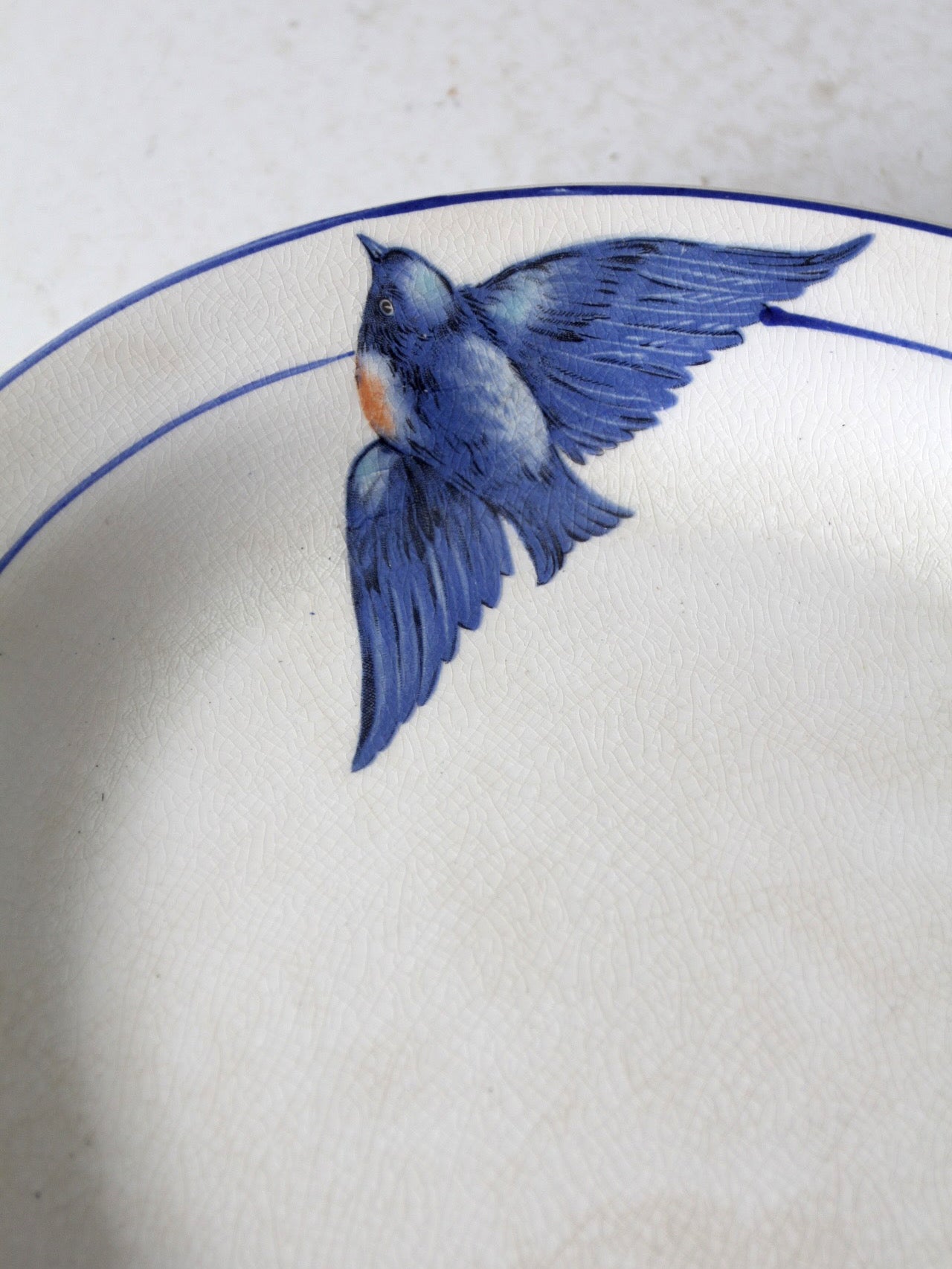 antique La Française bluebird platter