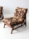 mid century Calif-Asia rattan section couch and lounge chair set