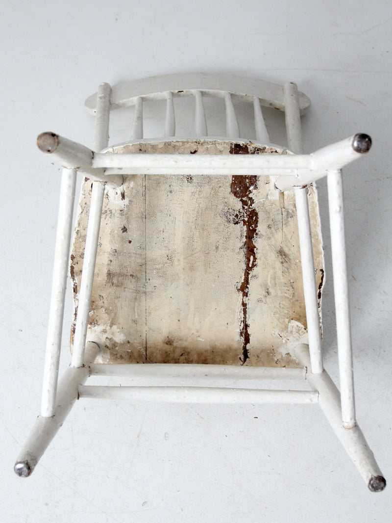 antique white press back chair