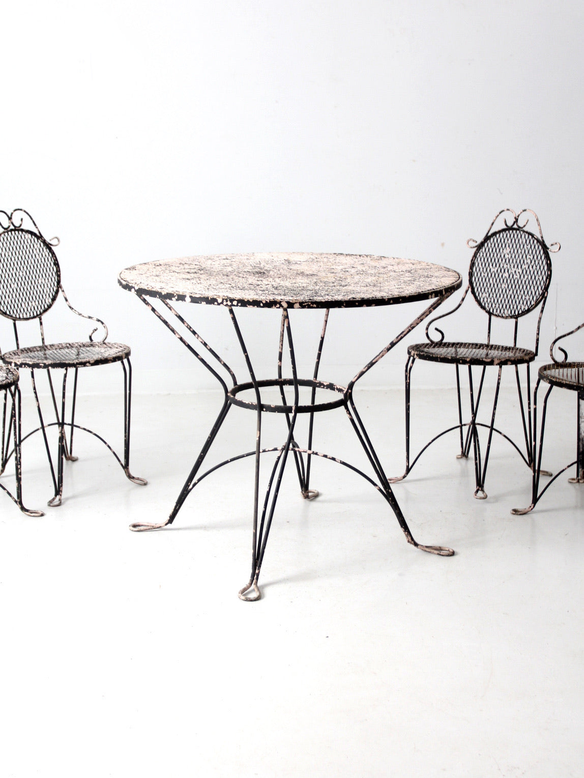 mid century wrought iron patio dining set