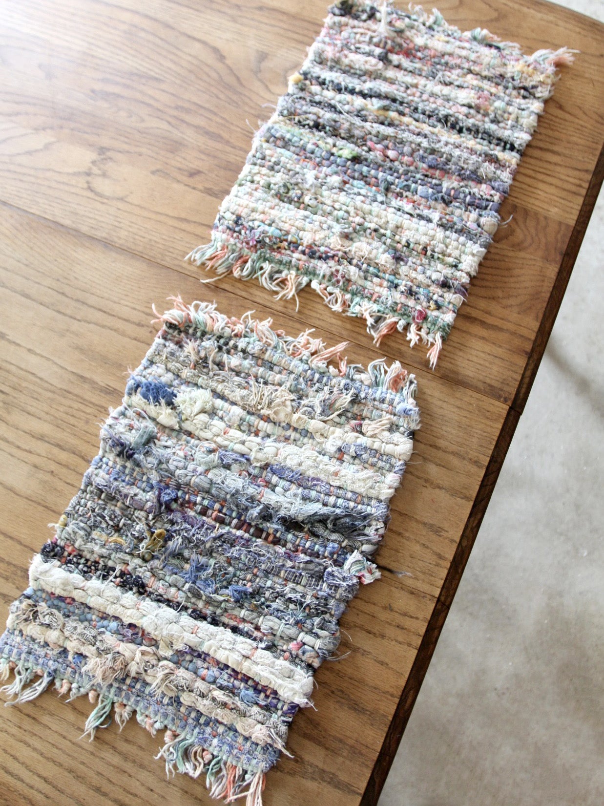 vintage rag rug placemats pair