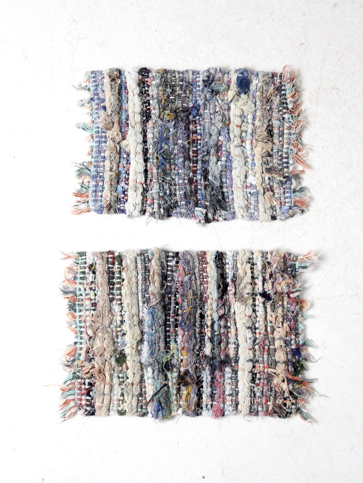 vintage rag rug placemats pair