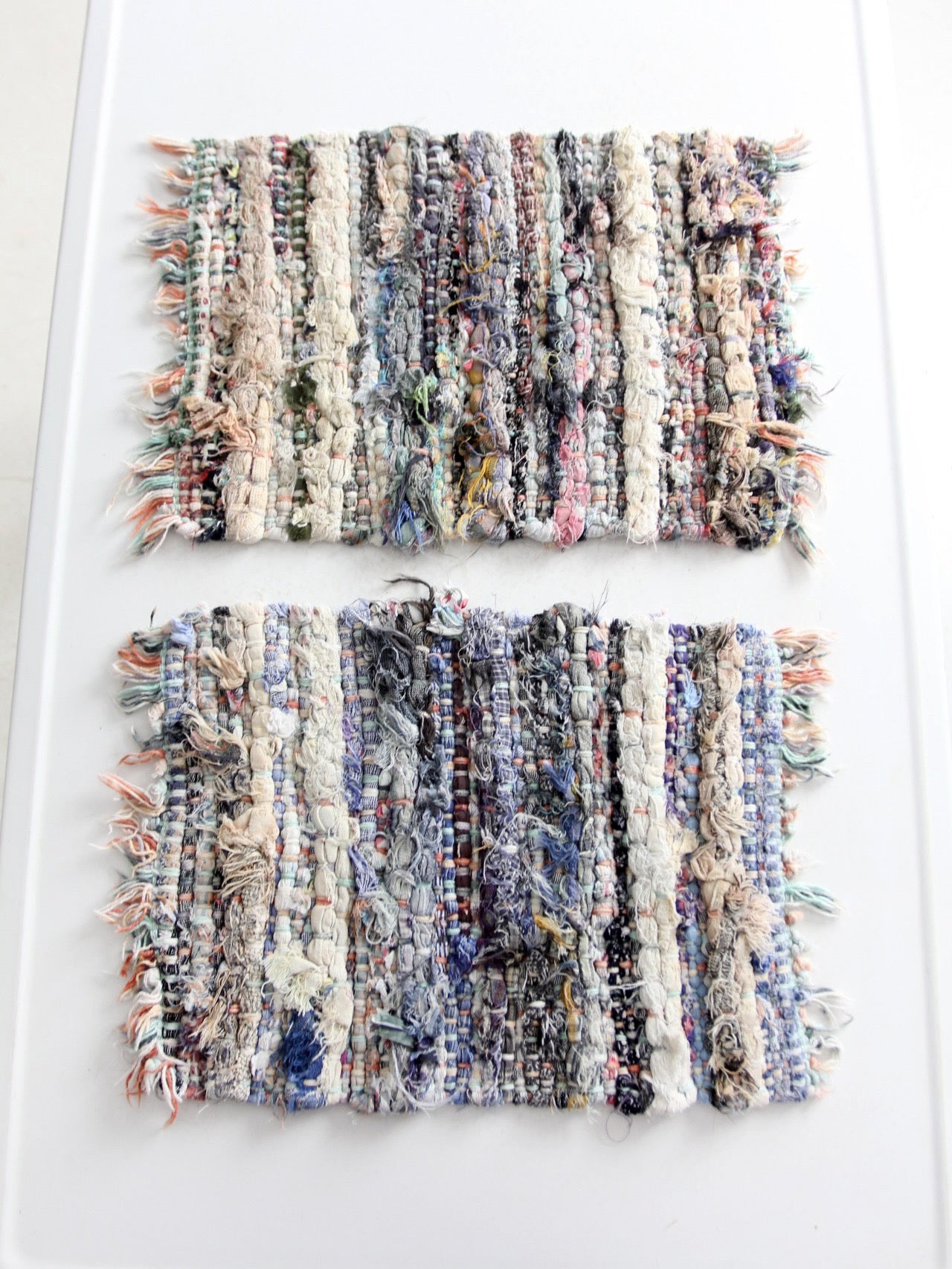 vintage rag rug placemats pair