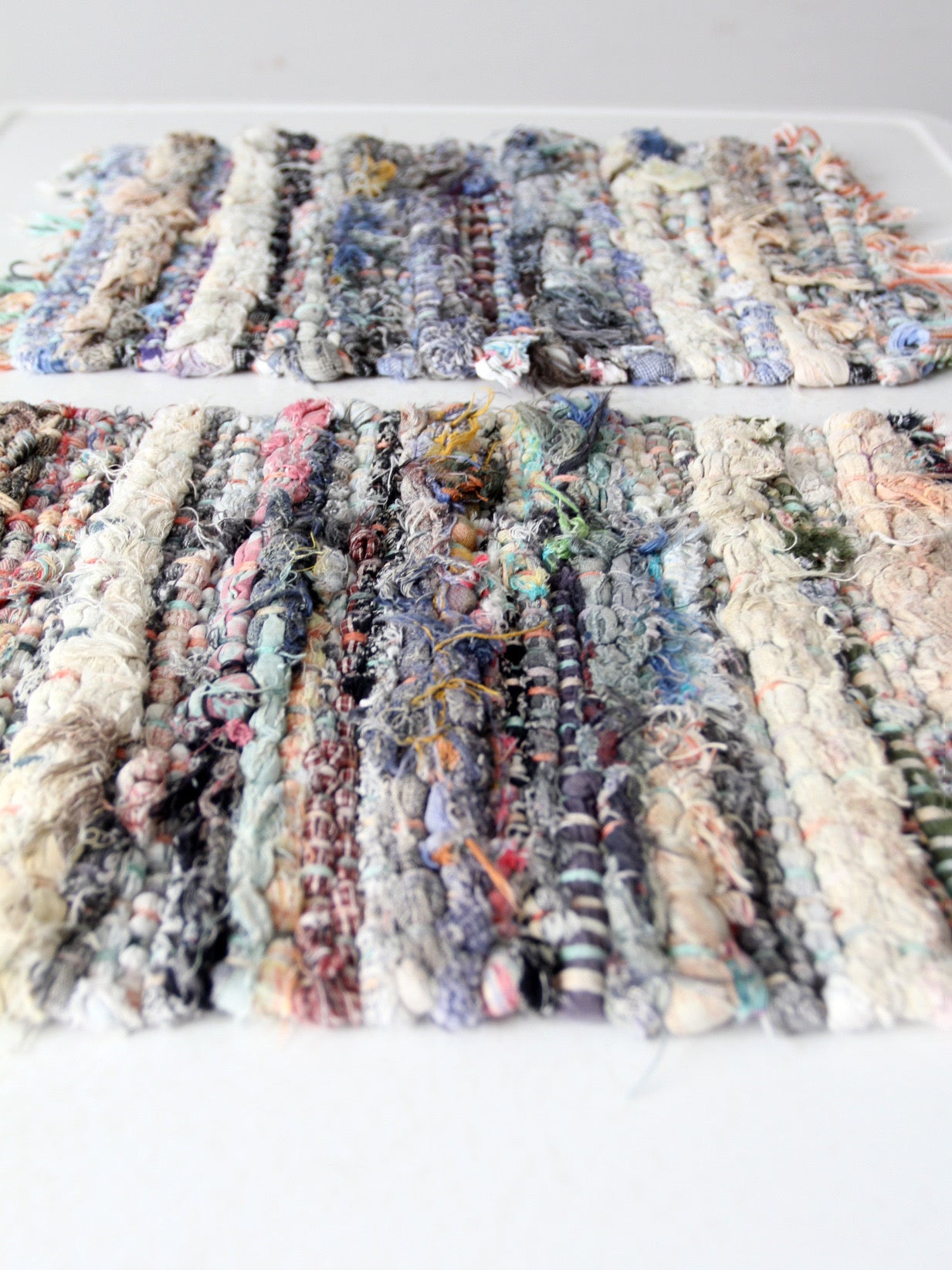 vintage rag rug placemats pair