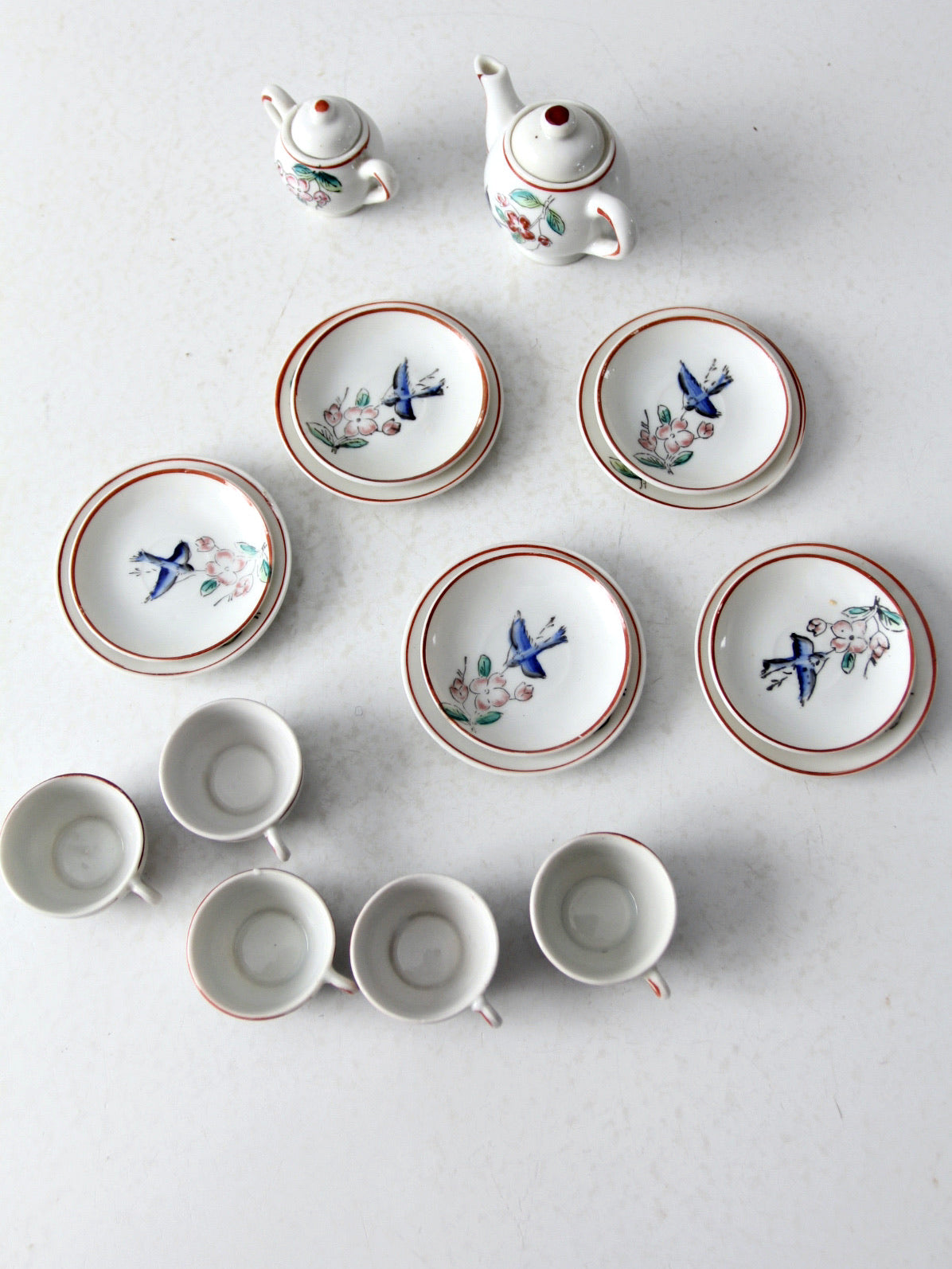 vintage Japanese miniature porcelain tea set